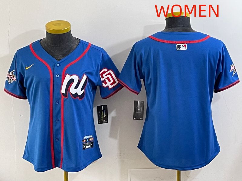 Women 2025 San Diego Padres Blank Blue All star Nike MLB Jersey style 01->women mlb jersey->Women Jersey